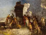 Adolphe Joseph Thomas Monticelli, Fête Champetre "La Fontaine de Jouvence", Ca. 1870, Oil on panel