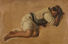 Schlafender Junge by Franz Ludwig Catel, Ca. 1830-1850, Oil on cardboard, sold Nov 2014