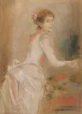 Franz von Lenbach, Porträt einer jungen Dame im weißen Kleid, Ca. 1880/90, Pastel
