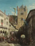 August von Wille, Der Sängerstreit auf der Wartburg, Um 1860, Oil on canvas