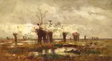 Paul Baum, Moorlandschaft mit Kopfweiden, Ca. 1882/1887, Oil on panel