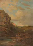 Carl Spitzweg, Zugeschrieben - Kleine Landschaft mit Sennerin