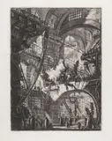 Giovanni Battista Piranesi, Blatt VI der sechzehnteiligen Folge der "Carceri d'Invenzione" (The Smoking Fire)