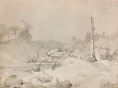 Andreas Achenbach, Landschaft, Ca. 1835-1840, Brush and ink drawing