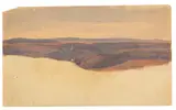 Carl Schweich, Landschaftsstudie im Abendlicht, Gouache