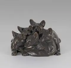 Junge Füchse by Willy Zügel, Bronze, sold Nov 2014