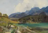 Leopold Rottmann, Königssee mit dem Einschiffungsplatz, Ca. 1830, Oil on paper