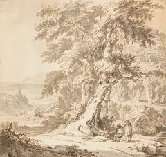 Jan Both, Waldlandschaft mit hohem Baum, Ca. 1640, Pen and ink drawing