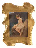 Wilhelm Kray, Psyche mit Schmetterling am Seeufer, Ca. 1870/80, Oil
