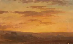 Gustav Friedrich Papperitz, Landschaft in der Abenddämmerung, 1858, Oil on paper