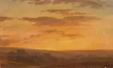Gustav Friedrich Papperitz, Landschaft in der Abenddämmerung, 1858, Oil on paper