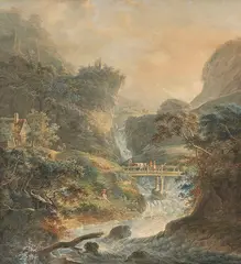 Peter Birmann, Landschaft mit reißendem Bach im Juragebirge, Um 1790, Watercolor