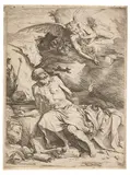 Jusepe de Ribera gen. Lo Spagnoletto, Der Heilige Hieronymus vernimmt die Klänge des Jüngsten Gerichts, 1624, Etching