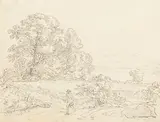 Johann Georg von Dillis, 2 Bll.: Landschaft mit Bauer. Heuernte