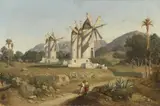 Adolphe Paul Émile Balfourier, Windmühlen auf Mallorca, Ca. 1850, Oil on canvas