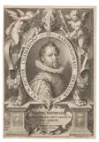 Jan Harmensz. Muller, Bildnis Bartholomäus Spranger im ovalen Rahmen mit Genien, 1597, Engraving