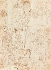 Giuseppe Diamantini, Zugeschrieben - Studienblatt mit Ecce Homo, Pen and ink drawing