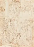 Giuseppe Diamantini, Zugeschrieben - Studienblatt mit Ecce Homo, Pen and ink drawing