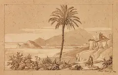 Franz Ludwig Catel, Golf von Neapel, Ca. 1820, Brush and ink drawing
