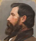Karl von Piloty, Männerkopf im Profil, Ca. 1850, Oil on paper