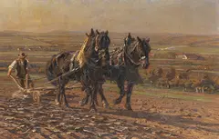 Friedrich Eckenfelder, Pflügender Bauer, Um 1910, Oil on canvas
