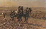 Friedrich Eckenfelder, Pflügender Bauer, Um 1910, Oil on canvas