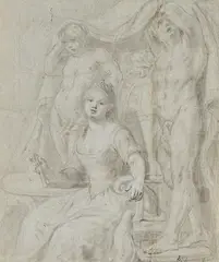 3 Bll.: Figurenstudien by Januarius Zick, Chalks, sold Nov 2014