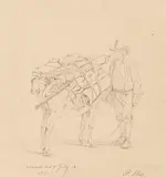 Peter von Hess, Maler mit Packesel auf Reisen, 1817, Pencil drawing