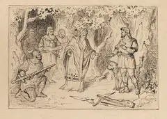 Moritz von Schwind, Legendenszene, Pen and ink drawing