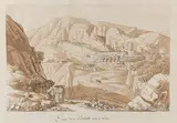 Luigi Basiletti, Landschaft mit Blick auf das Kloster San Benedetto bei Subiaco, Pen and ink drawing