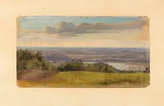 Carl Schweich, Weiter Blick in sommerliche Hügellandschaft, Oil on paper