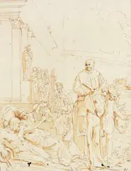 Pietro Testa, Zugeschrieben - Biblische Szene, Um 1640, Pen and ink drawing