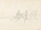 Albrecht Adam, Inspektion der Kavallerie (Skizze), Ca. 1820, Pencil drawing