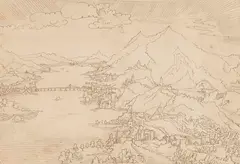 Augustin Hirschvogel, Zugeschrieben - Flußlandschaft, 1547, Pen and ink drawing