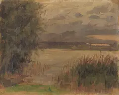 Paul Weber, Blick auf den Chiemsee (Studie), Ca. 1880/90, Oil on canvas