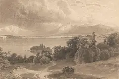 Wilhelm Scheuchzer, See-Panorama in den Alpen, Um 1850, Pencil