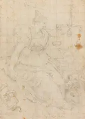 Denis Calvart, Zugeschrieben - Justizia, Um 1600, Chalk drawing
