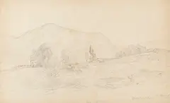 Schlehdorf am Kochelsee by Carl Schweich, Pencil drawing, sold Nov 2014