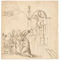 Christoph Amberger, Zugeschrieben - Übergabe des Pallium, Um 1550, Pen and ink drawing