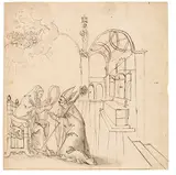 Christoph Amberger, Zugeschrieben - Übergabe des Pallium, Um 1550, Pen and ink drawing