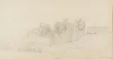 Carl Schweich, Ansicht eines Dorfes, 1873, Pencil drawing