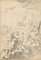 Gottfried Eichler the Younger, Das flammende Herz Jesu, 1753, Pen and ink drawing