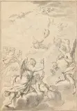 Gottfried Eichler the Younger, Das flammende Herz Jesu, 1753, Pen and ink drawing
