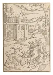 Matthias Gerung, Der Heilige Johannes misst den Tempel, Woodcut