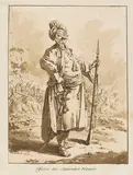 Jean-Baptiste Le Prince, 2 Bll.: Officier des Janissaires Polonois. Le Janissaire Polonois, 1770/71, Aquatint