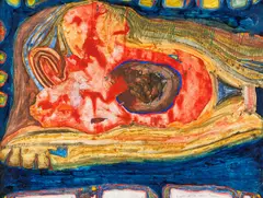 Friedensreich Hundertwasser, Das Ding das sich zwischen dem Winter und dem Abend befindet, 1957, Oil