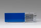 Jesús Rafael Soto, Vibration, 1969, Metal rods, painted with colour, on nylon threads in front of a screenprint on plexiglass. Approx