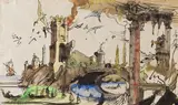 Horst Janssen, Nach Guardi, 1981, Pen and ink drawing