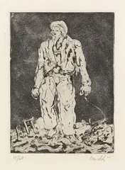 Der Hirte by Georg Baselitz, 1965, Radierung, Kaltnadel und Aquatinta auf Velin, sold Jun 2014
