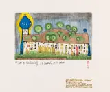 Friedensreich Hundertwasser, Bärnbacher Andacht im Sommer, 1987, Etching in colors